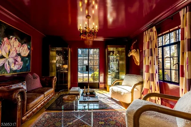 a outdoor living space with furniture and a fireplace