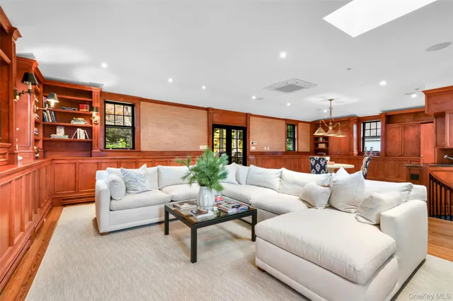 a view of kitchen with cabinets and dining table