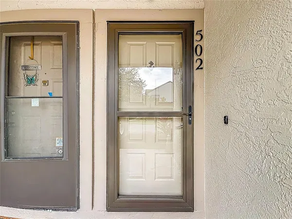 a view of a front door of a house