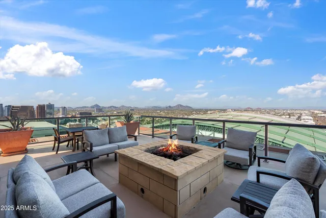 a terrace view with seating space