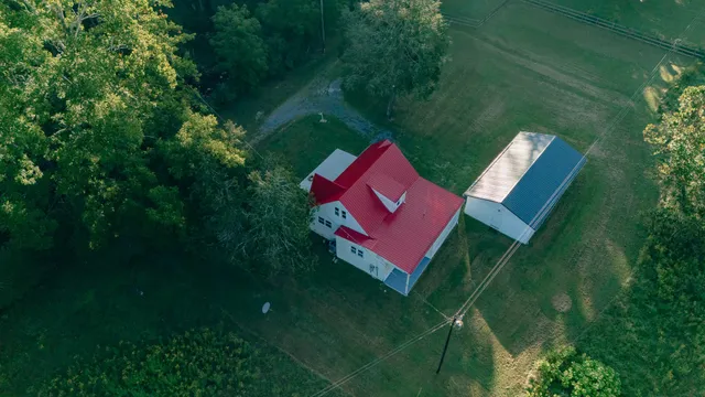 an aerial view of a house