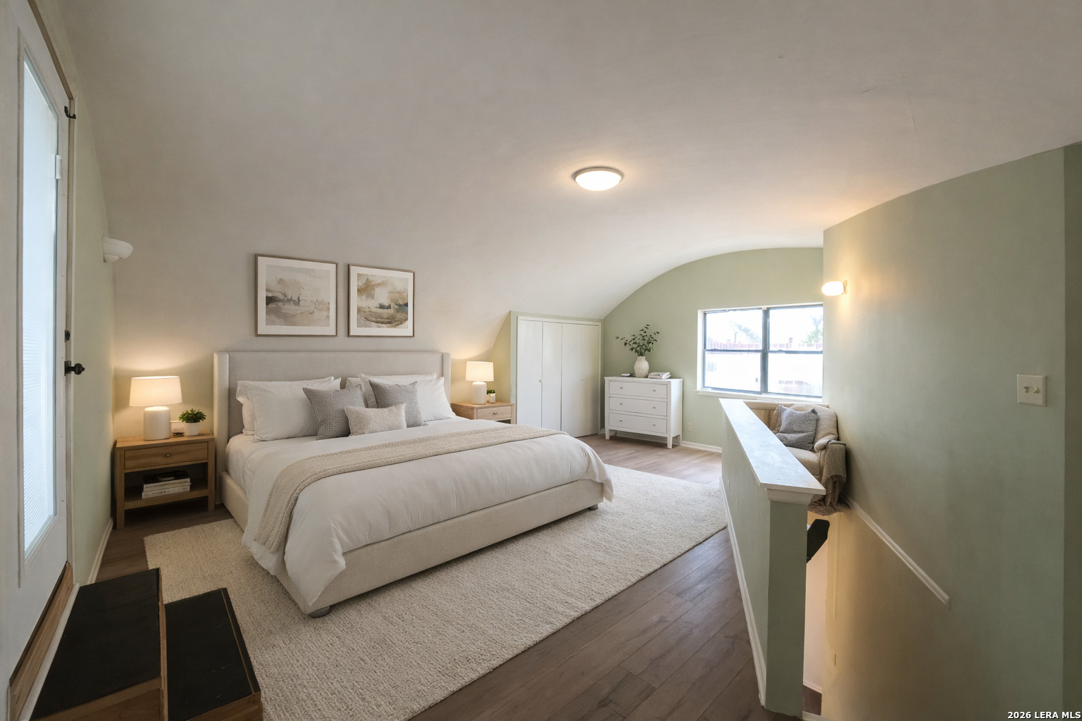 929 Red Bluff Ranch Drive Pipe Creek, TX 78063 - Photo 17 of 44 a bedroom with a bed and a large mirror