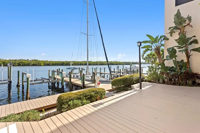 a view of a lake with a mountain in the back