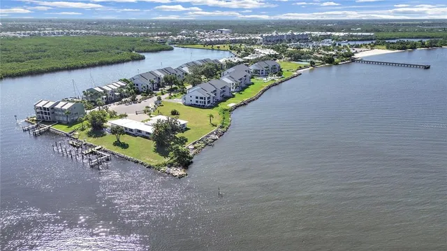 a view of a beach with a lake
