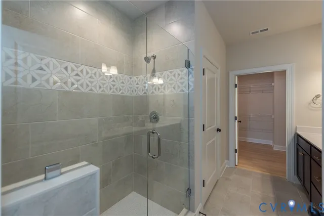 a bathroom with a shower