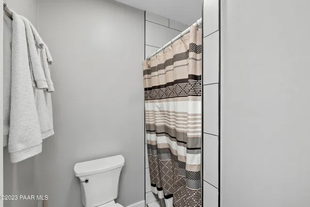a bathroom with a shower toilet and sink