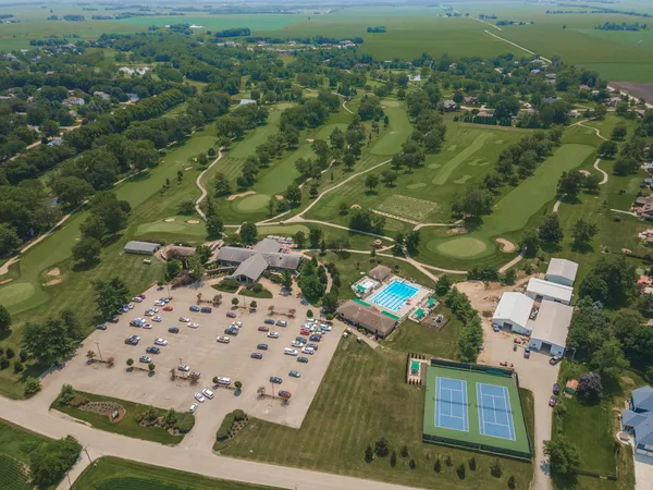 an aerial view of a residential houses