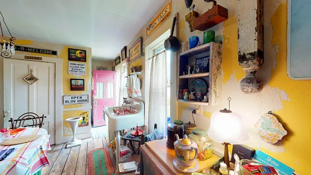 a view of a house with a big yard and potted plants
