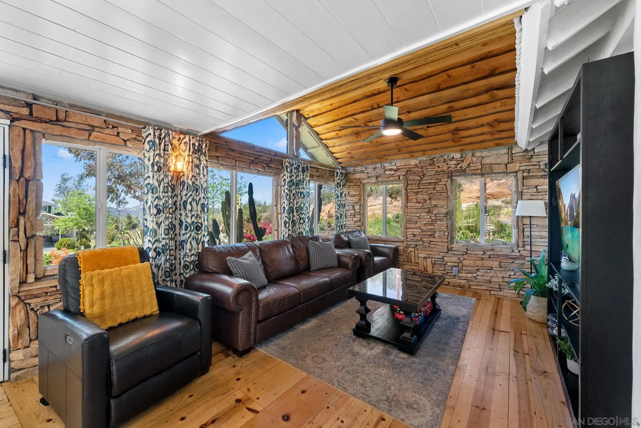 15914 Sequan Truck Trail Alpine, CA 91901 - Photo 14 of 69 a living room with patio furniture and a fireplace