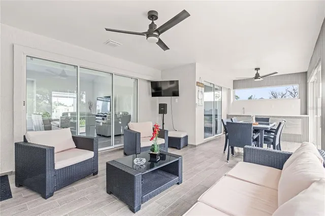 a living room with furniture