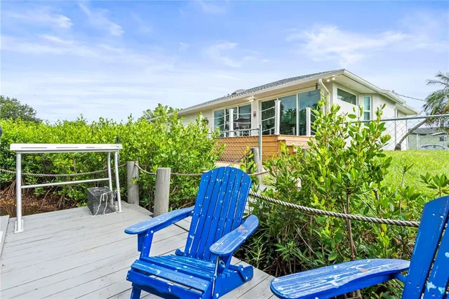 an aerial view of a house with a yard and large trees