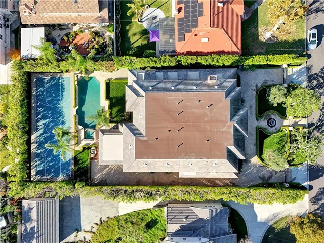 an aerial view of a house