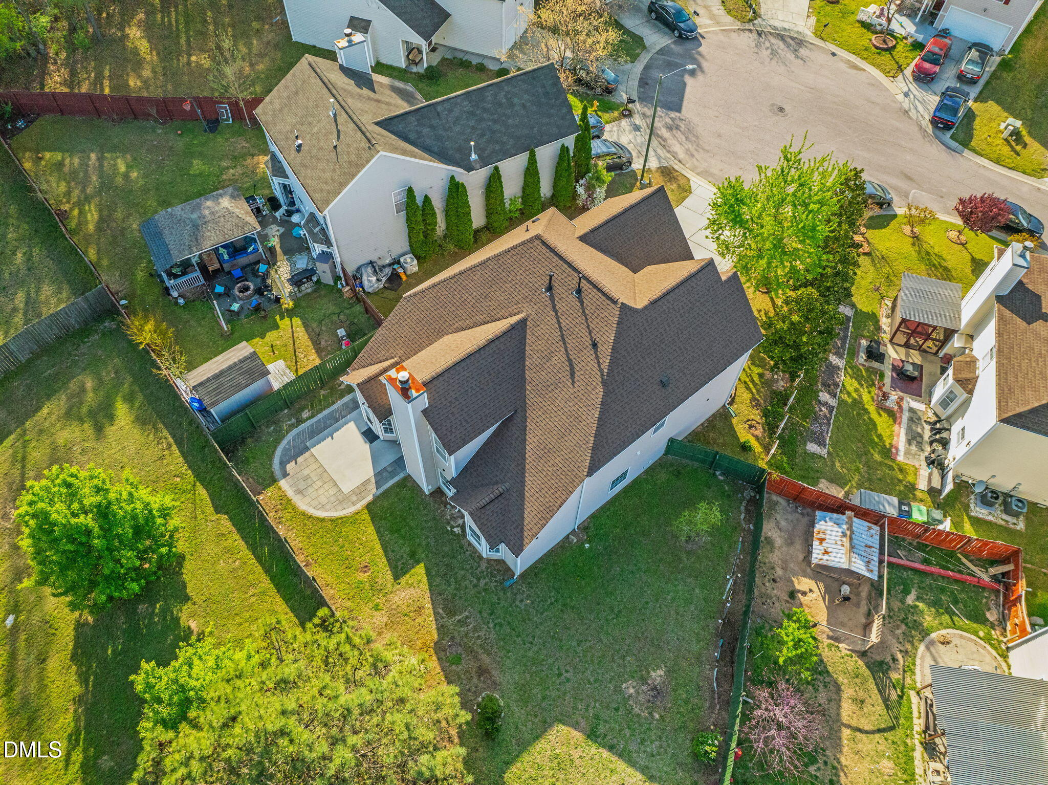 3207 Geary Trail Raleigh, NC 27610 - Photo 49 of 55 an aerial view of a house with a garden and swimming pool