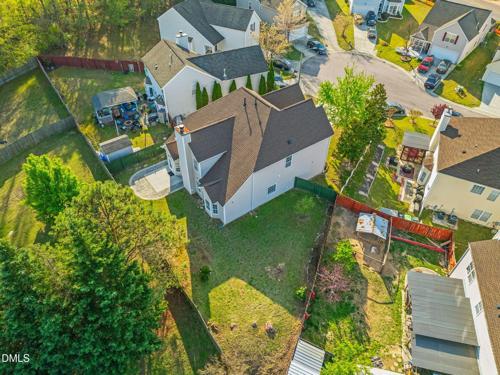 3207 Geary Trail Raleigh, NC 27610 - Photo 50 of 55 an aerial view of a house with a garden and swimming pool