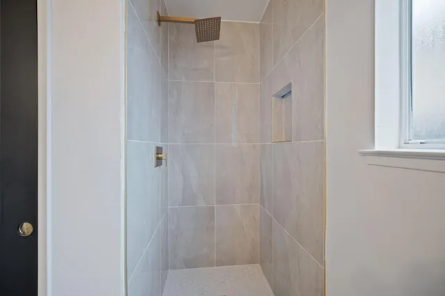 a bathroom with a shower