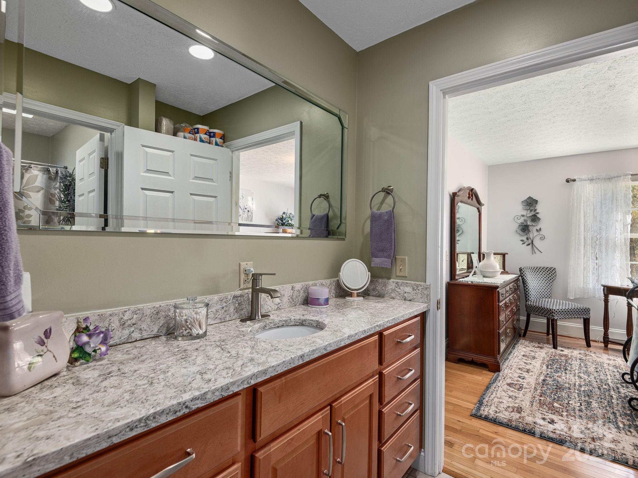 201 Sean Way Hendersonville, NC 28792 - Photo 13 of 24 a en suite bathroom with a granite countertop sink and a mirror