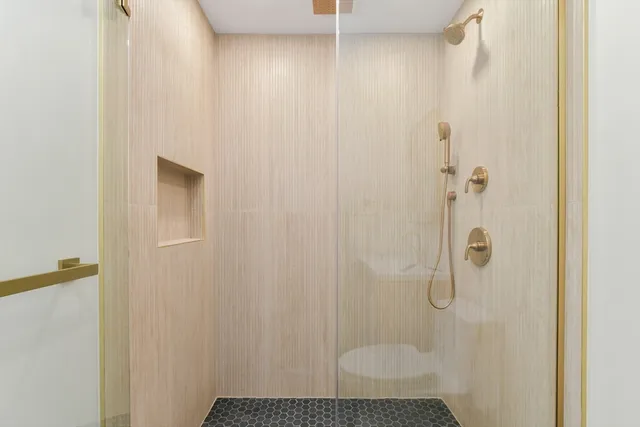 a bathroom with a shower