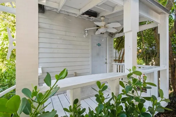 a potted plant sitting in front of a door