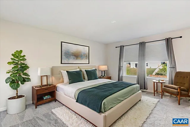 an empty room with closet and a bathroom