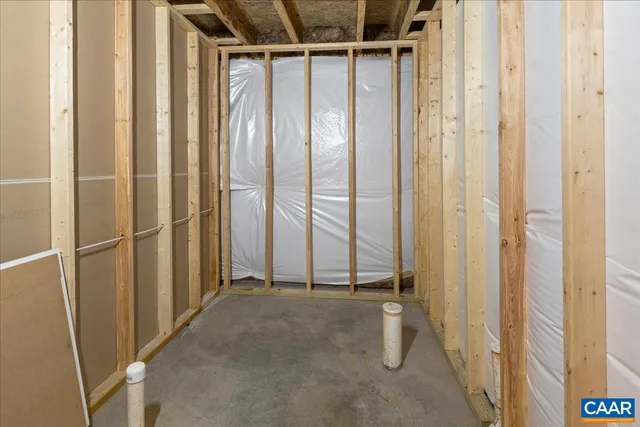 a view of a balcony with wooden floor