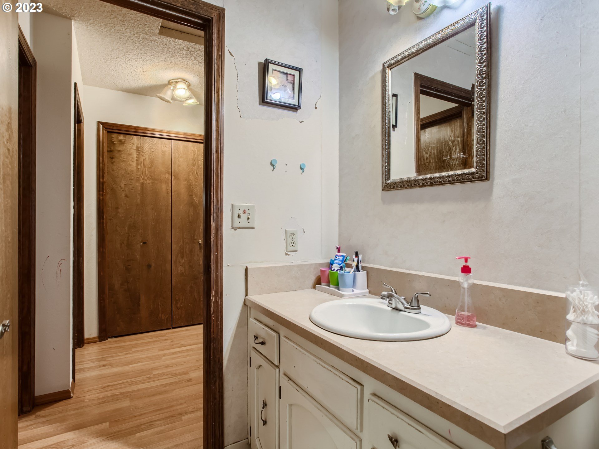 3120 Southwest Orchard Place Gresham, OR 97080 - Photo 17 of 27 a bathroom with a sink vanity and a mirror