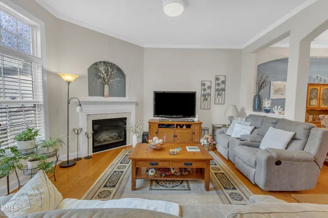 a living room with furniture or flat screen tv and a fireplace