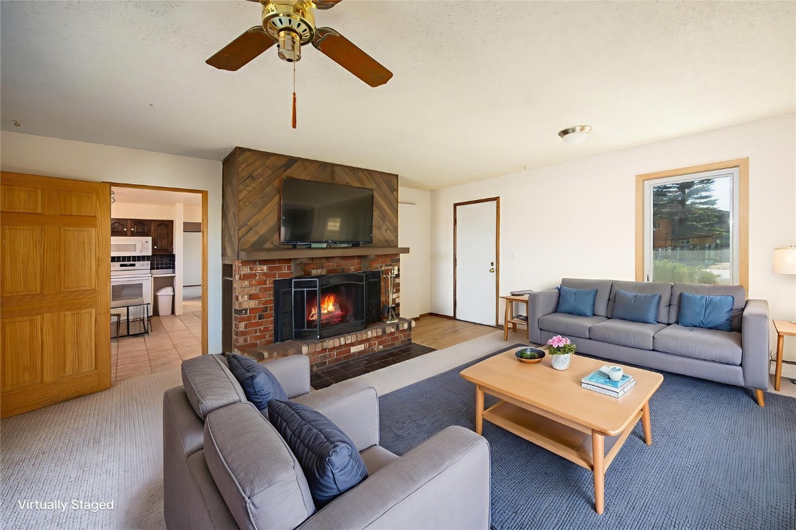 420 Reese Road Silverthorne, CO 80498 - Photo 3 of 50 a living room with furniture a flat screen tv and a fireplace