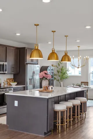 a kitchen with lots of counter top space