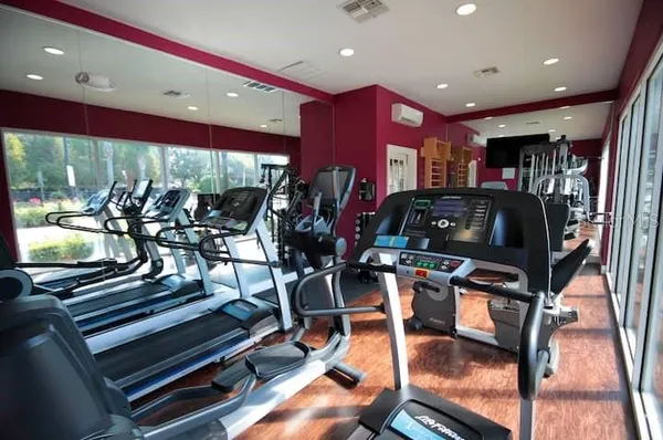 a view of a room with gym equipment