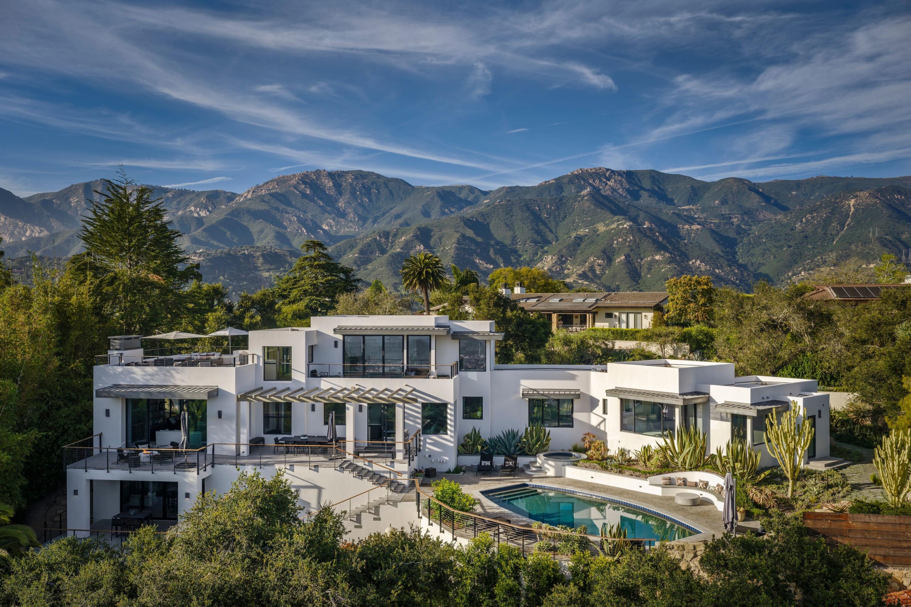 1131 Las Alturas Road, Unit A Santa Barbara, CA 93103 - Photo 44 of 47 43. Aerial Property View at Dusk with Ci