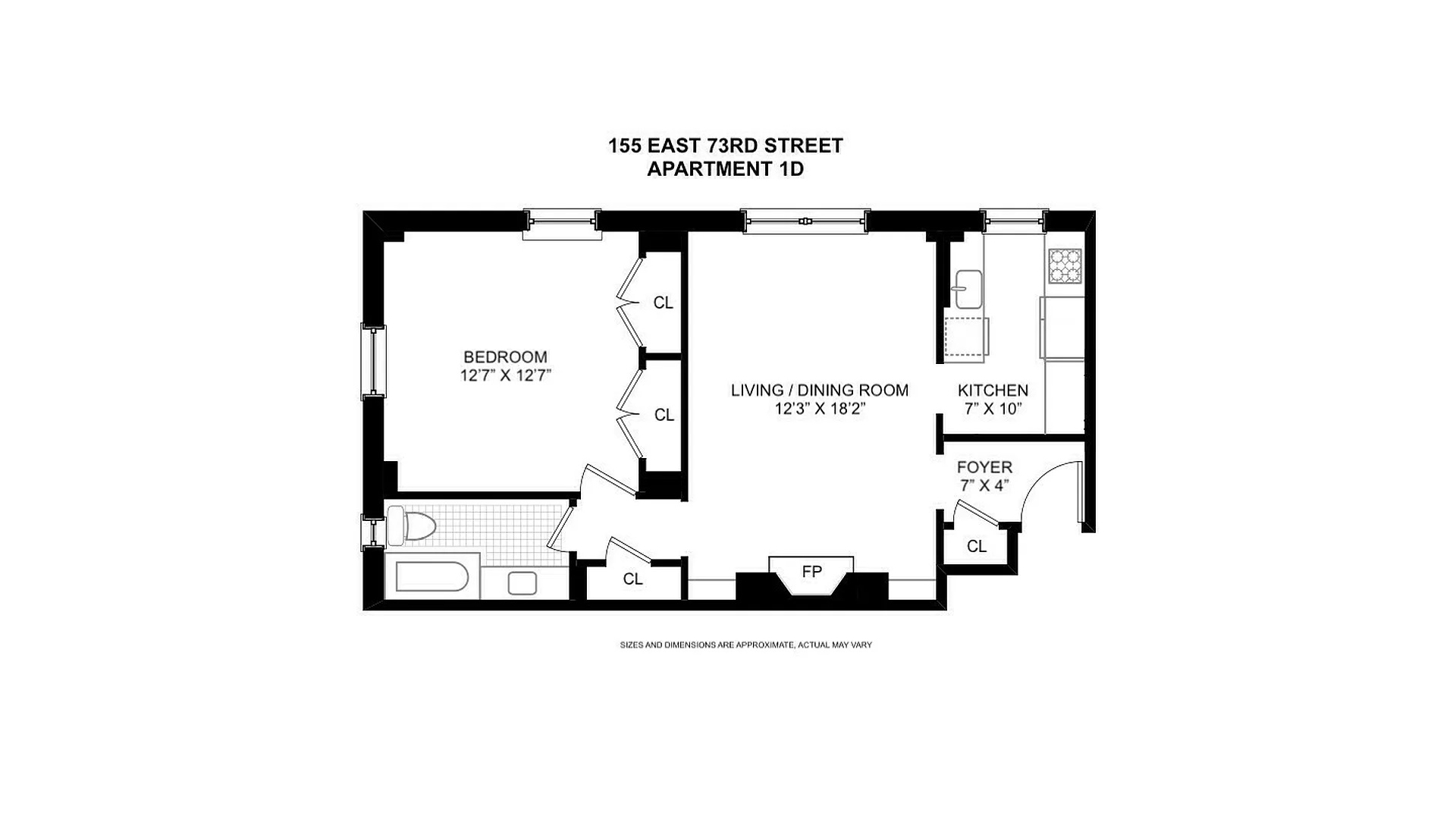 155 East 73rd Street, Unit 1D Manhattan, NY 10021 - Photo 7 of 7 a picture of a floor plan