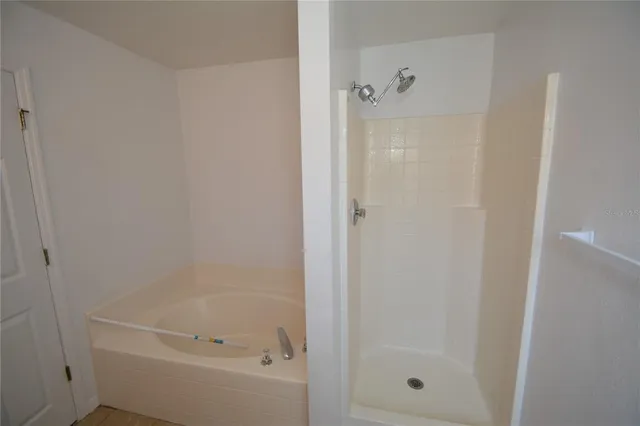 a bathroom with a bathtub