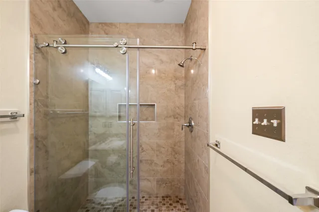 a bathroom with a shower