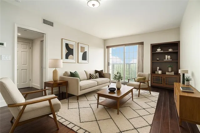 a view of a balcony with an outdoor space