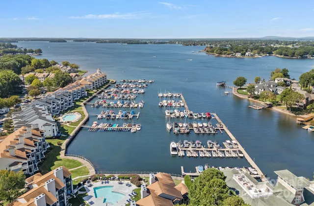 an aerial view of a couch and an ocean view