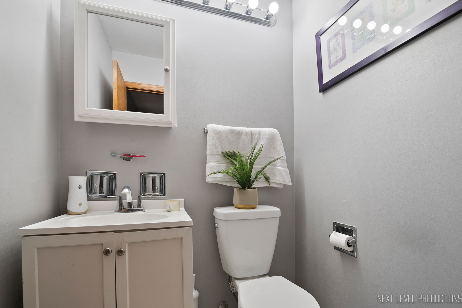 22816 Ridgeway Avenue Richton Park, IL 60471 - Photo 14 of 25 a bathroom with a toilet a sink and mirror