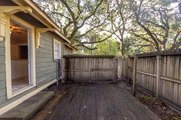 a view of a wooden deck