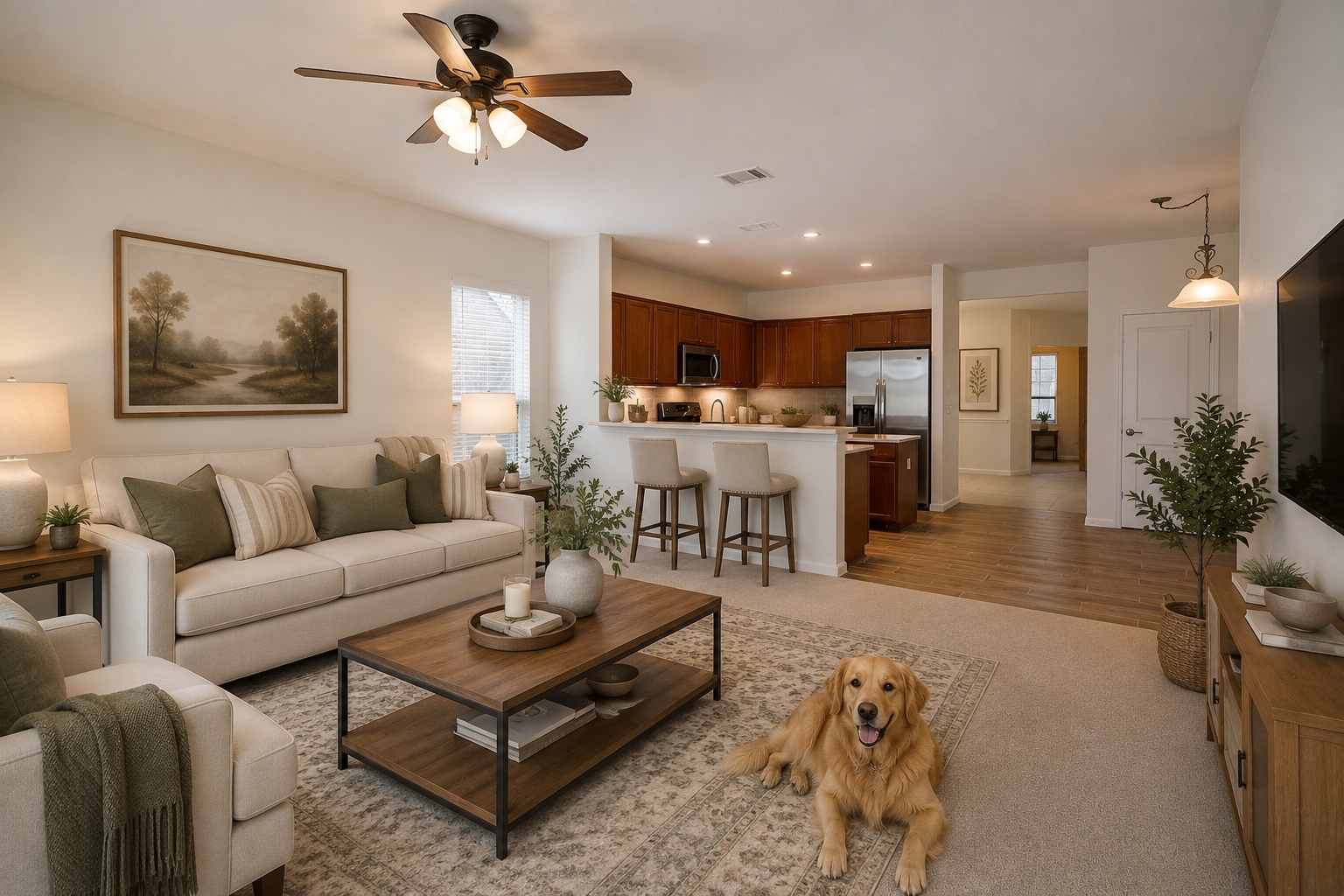 207 Monarch Trail Georgetown, TX 78633 - Photo 1 of 1 An open-concept living area boasts a well-appointed kitchen, seamlessly connecting spaces for effortless entertaining.