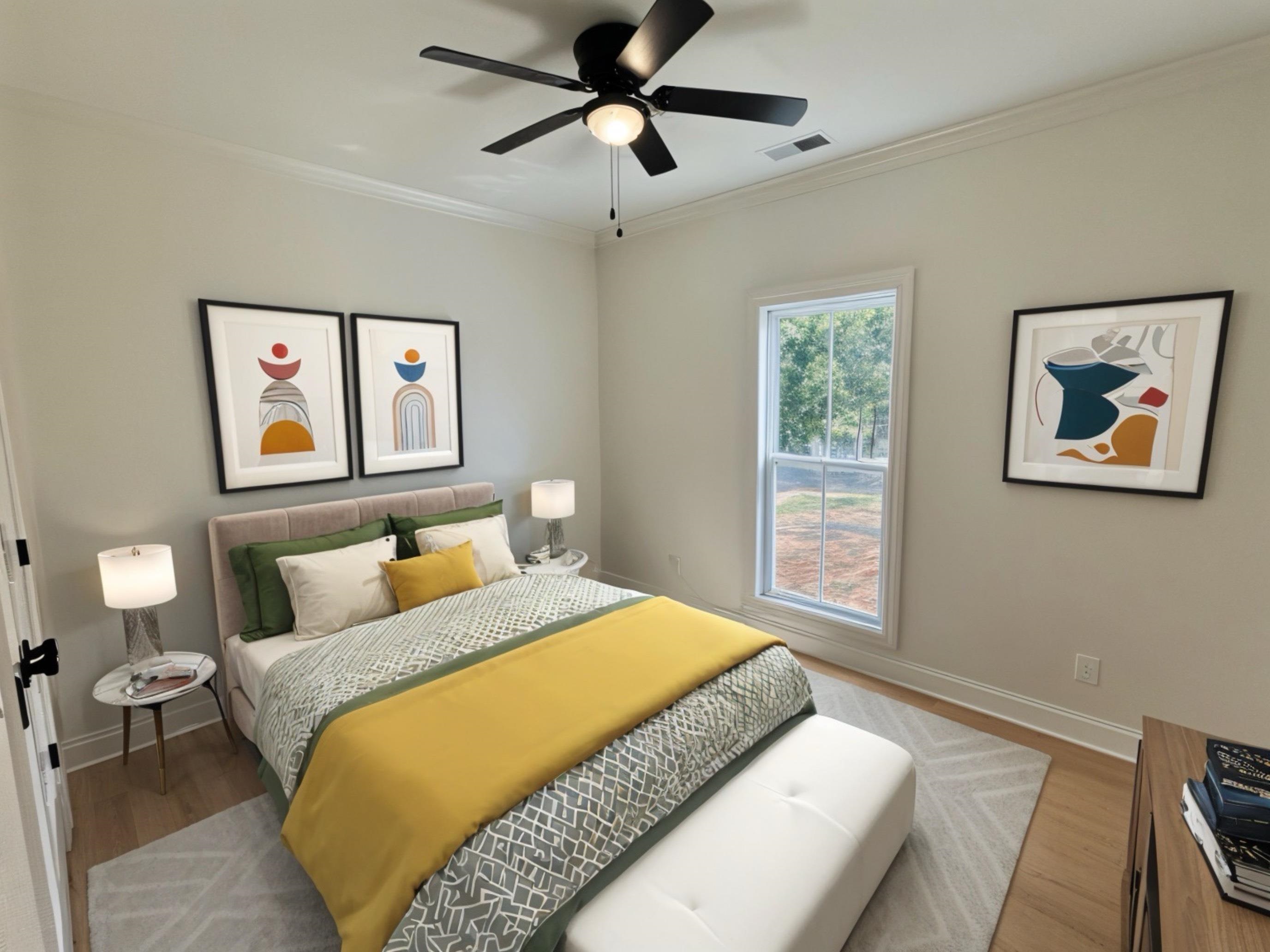 135 Paine Road Savannah, TN 38372 - Photo 4 of 14 a bedroom with a large bed and a chandelier