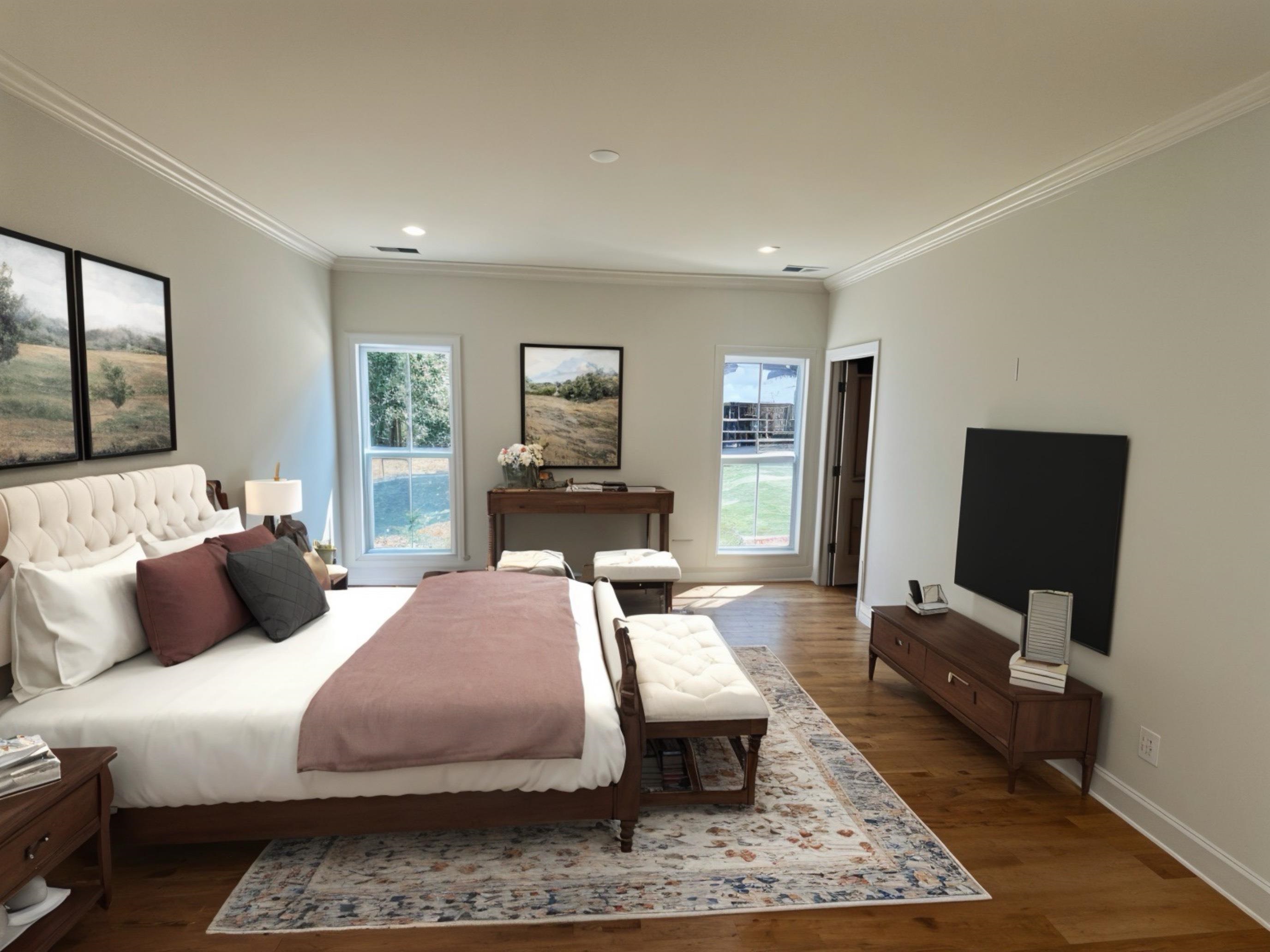 135 Paine Road Savannah, TN 38372 - Photo 6 of 14 a bedroom with a bed flat screen tv and window