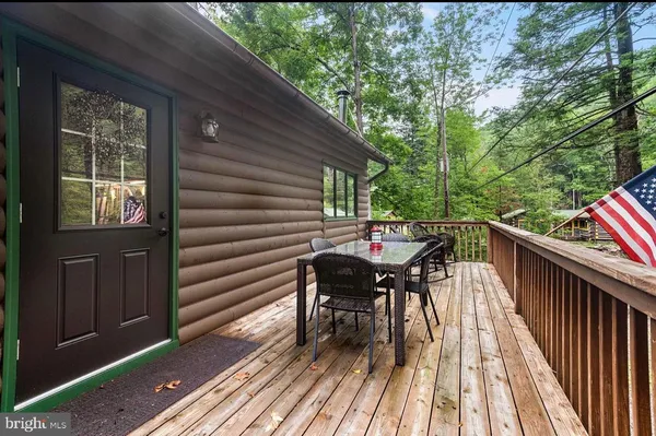 a deck view with a seating space
