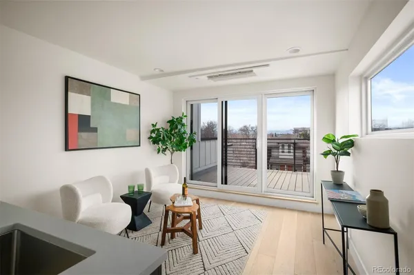 a view of a terrace with sky view