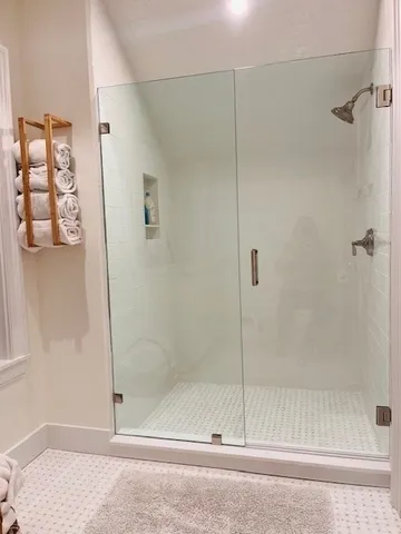 a bathroom with a shower