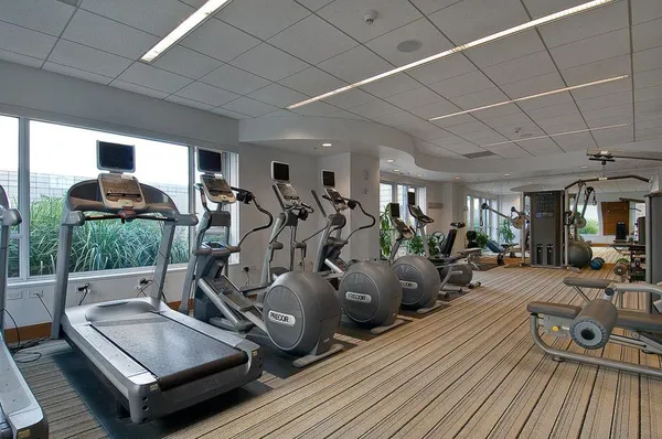 a view of a room with gym equipment