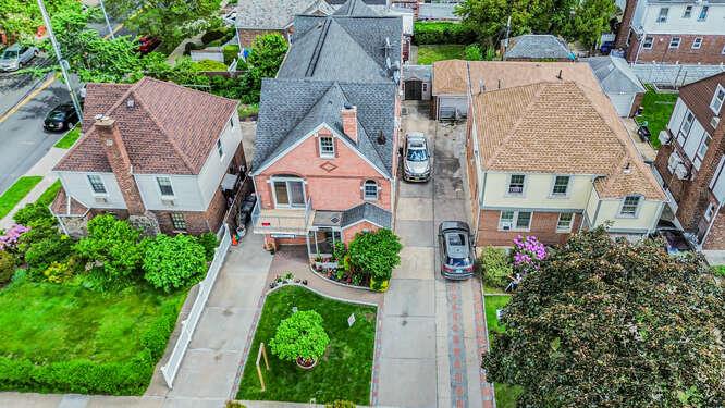 an aerial view of a house
