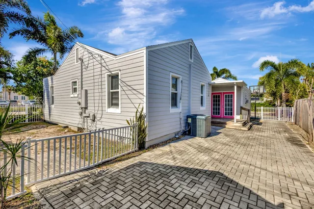 a view of a swimming pool with an outdoor space
