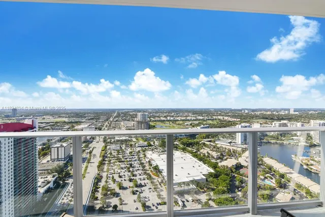 a view of a lake with a city