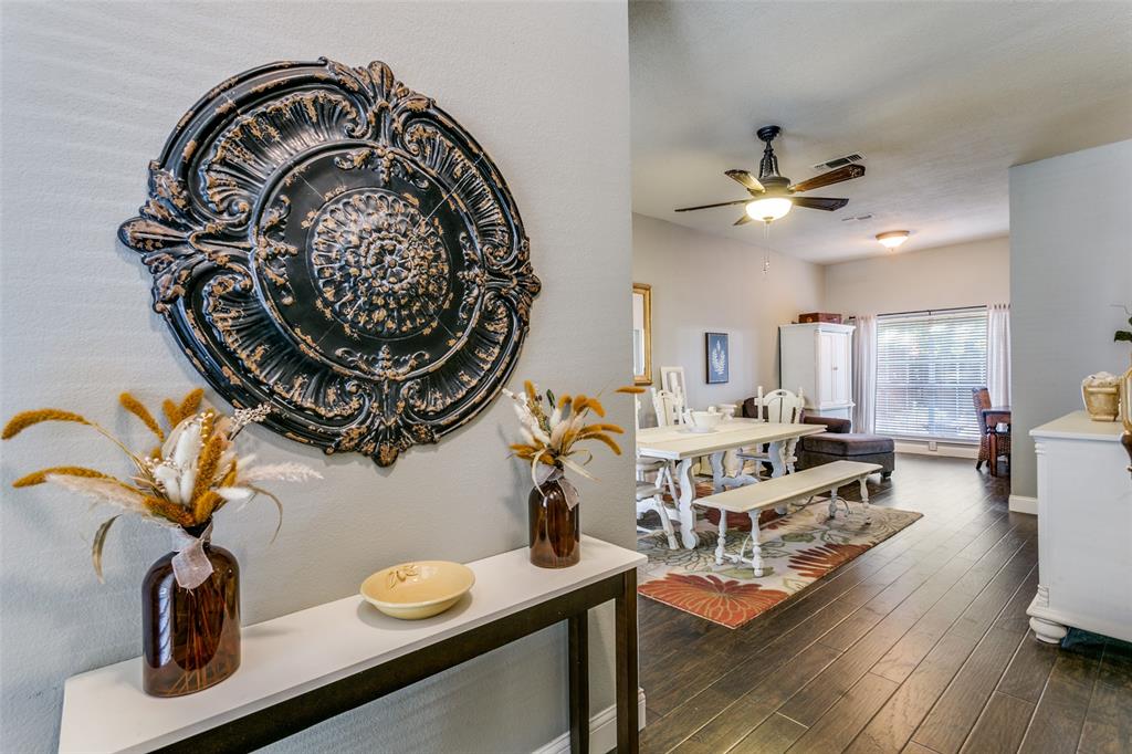2133 Rim Rock Drive Keller, TX 76248 - Photo 4 of 37 Dining area with dark wood-style flooring and a ceiling fan