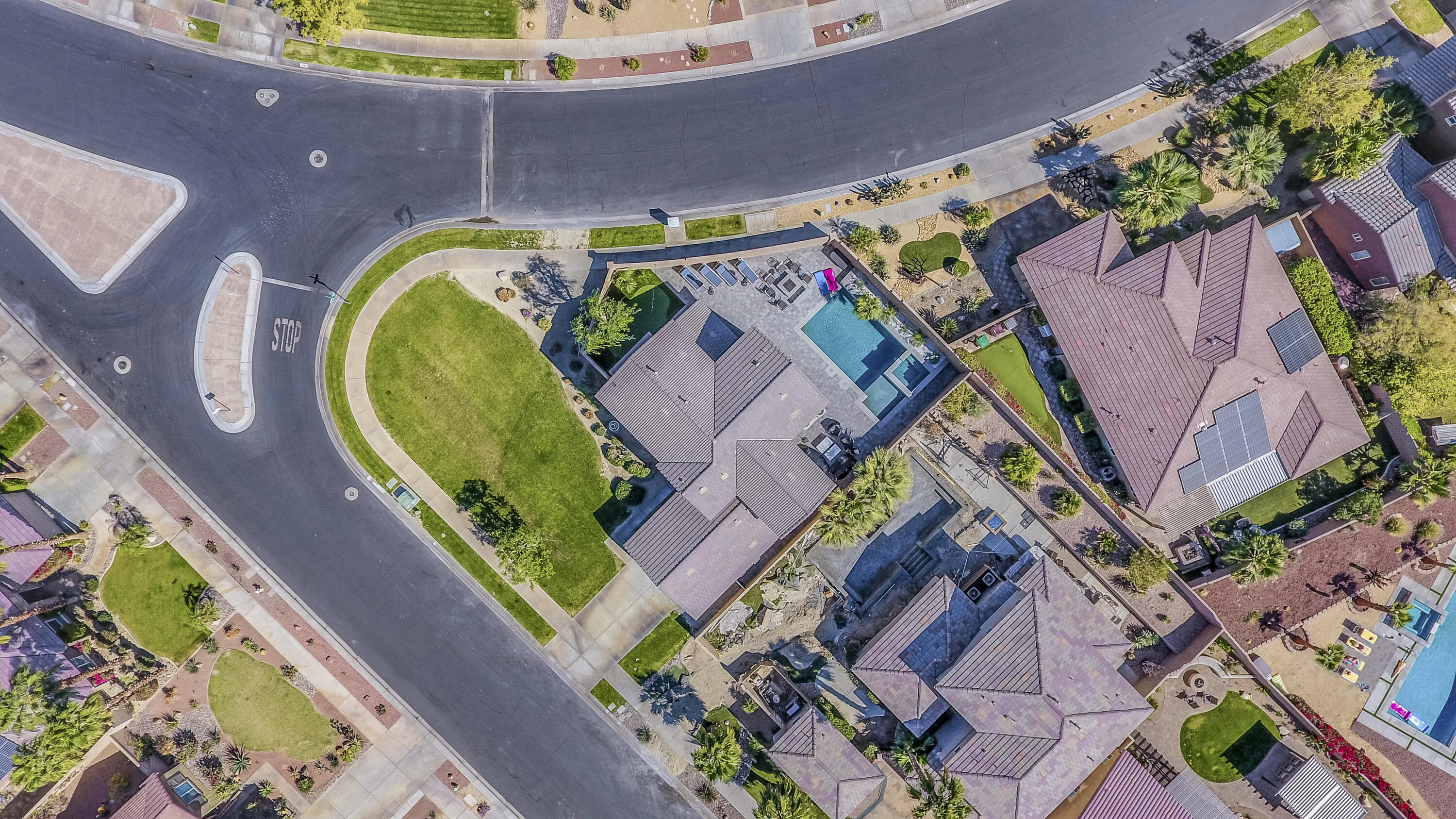 42942 Del Lago Court Indio, CA 92203 - Photo 72 of 75 an aerial view of a house with a swimming pool
