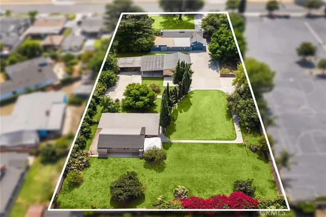 an aerial view of garden